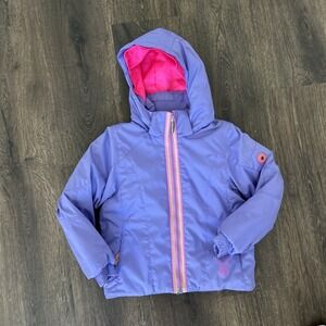 Spyder Bitsy Lola Girls Sz 3 Purple Hooded  Ski Jacket Small To Tall Winter Coat